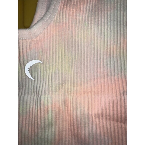 Zyia Active White Hendrix Crop Tank Top Tie-Dye Ribbed Longline Bra Size Small - Picture 4 of 6